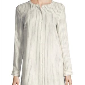 Eileen Fisher silk round neck button down shirt dress med